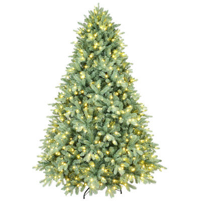 5FT Blue-Green Tint Pre-Lit Christmas Tree with LED Lights & Metal Stand