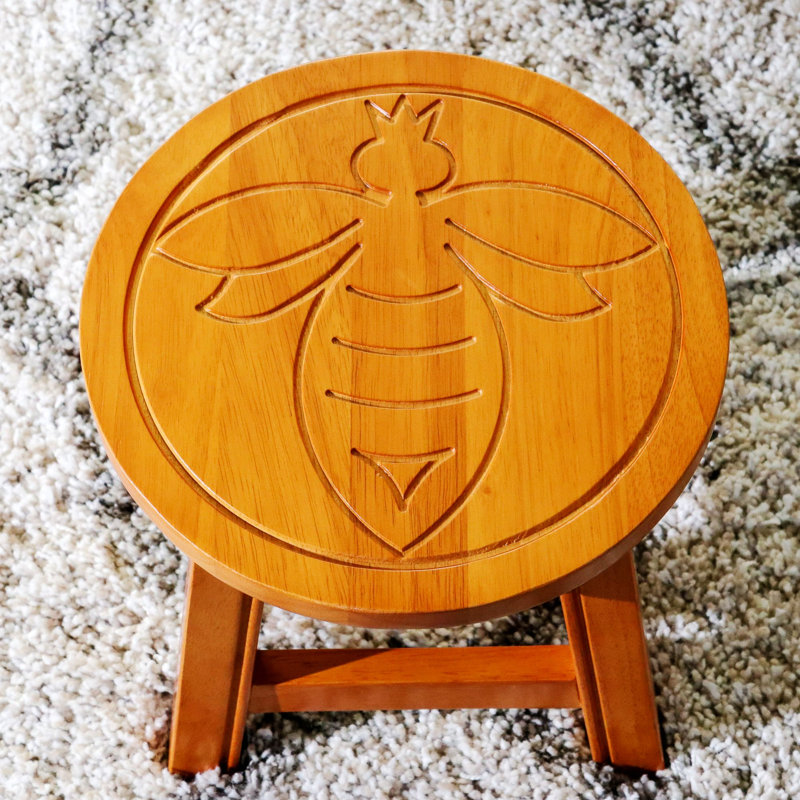 Repose-pieds Shyloh, tabouret en bois, Brun
