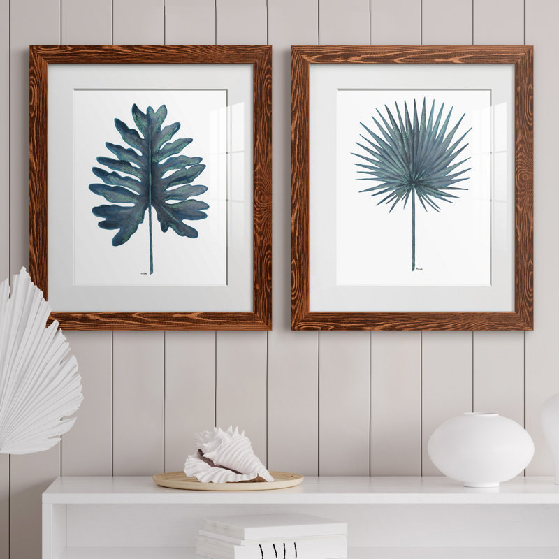 «Blue Oasis I», ensemble de 2 reproductions d'art, H 20 po x l 17 po x P 1 po, Papier avec cadre érable, Blanc