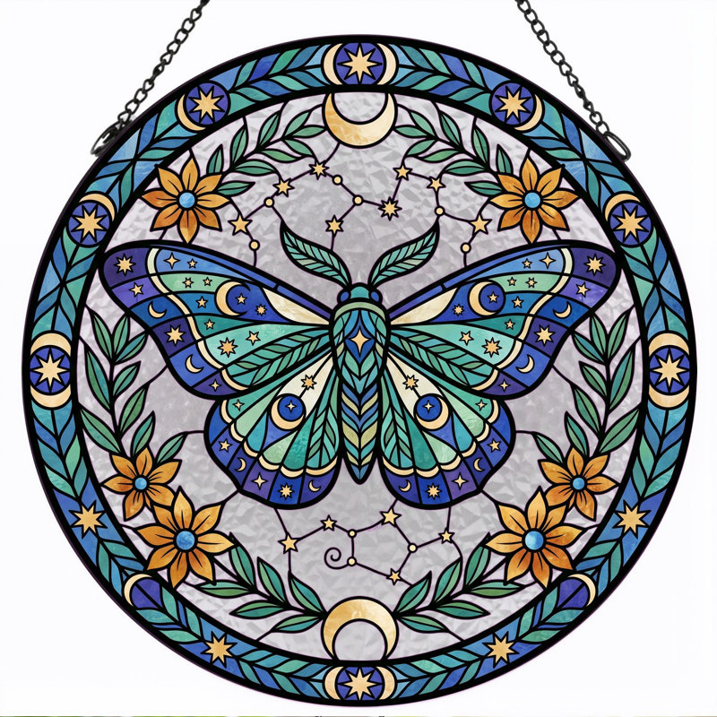 Panneau de vitrail en verre coloré, 7,8 heures, H 7,8 po