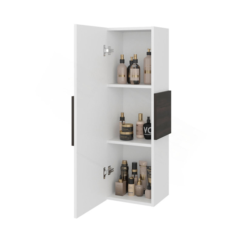 Magna Medicine 38"H Single Door Cabinet, Three Shelves, White/Walnut