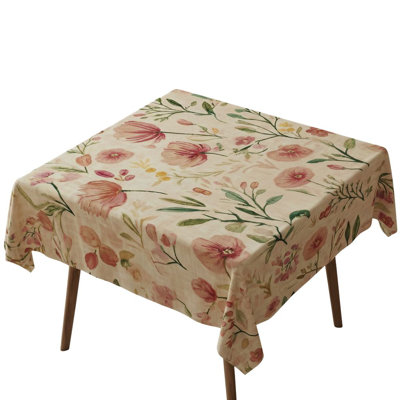 Premium Tablecloth (55 x 55 Inches), 50% Cotton & 50% Polyester, Washable & Ironable | Machine Wash Safe at 86°F, Tumble Dryer Safe | Elegant Design for Dining Room & Special Occasions, Easy Care & Durable