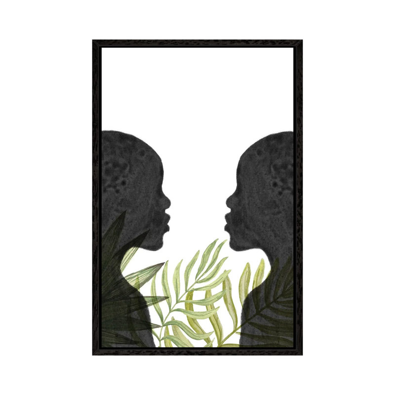 Black Women, African Inspired by Whales Way - Painting on Canvas, 66.04cm H x 45.72cm W x 3.81cm D, Black Framed