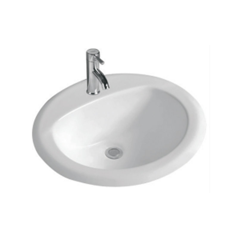 Lavabo de salle de bain en porcelaine vitrifiée avec trop-plein glaze