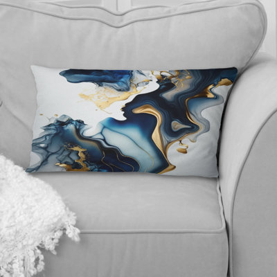 Abstract Geode Marble Blue I - Abstract Marble Printed Pillow
