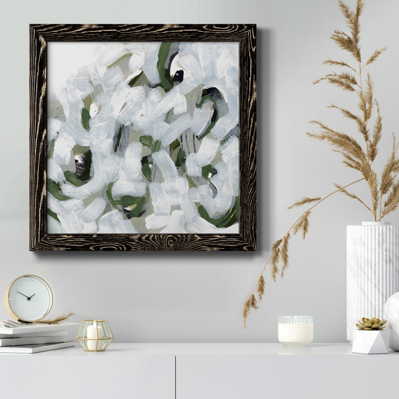Snow Lichen I - Single Picture Frame Canvas on Canvas, Black, 34.5" H x 34.5" W x 1" D