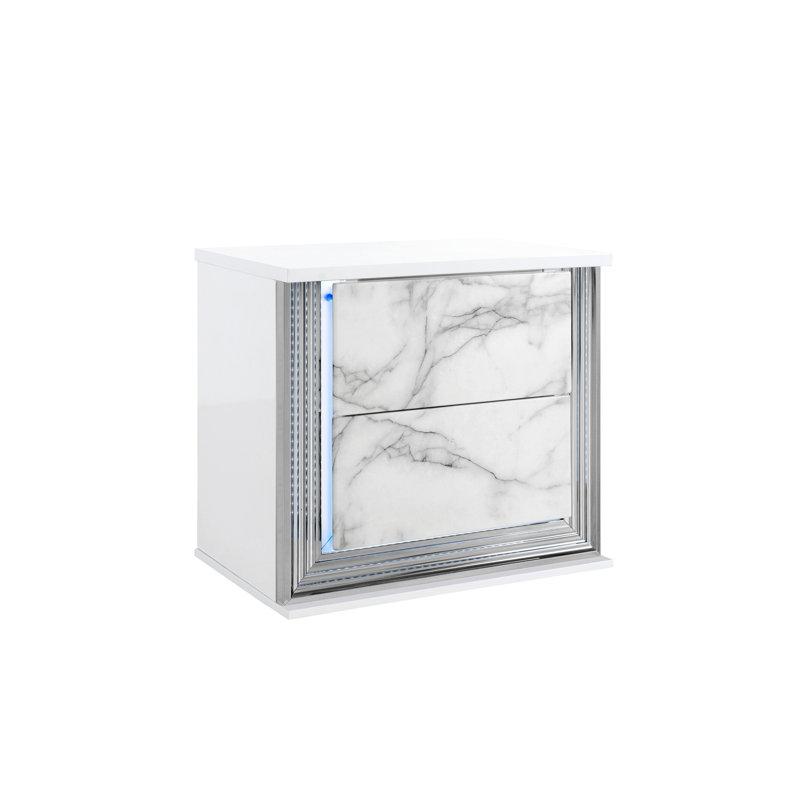 MOON WHITE MARBLE LED Nightstand