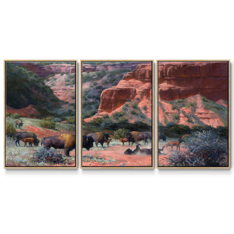 Caprock Canyon - Toile encadrée multi-pièces, H 24 po x l 48 po, Encadré naturel