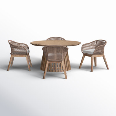 Bardolf 55'' Round 4 - Person Outdoor Dining Set with Cushions
