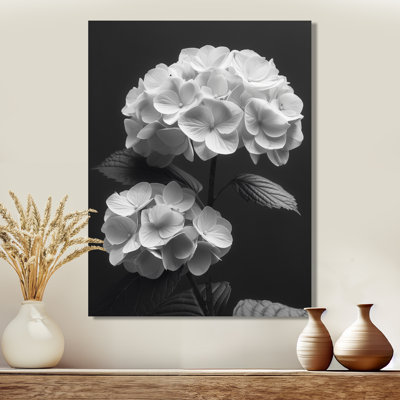 Décoration botanique monochrome hortensia I - hydrangées murales