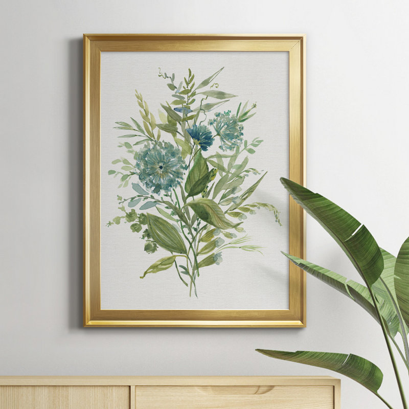 Greenery II - Peinture sur toile encadrée, H 22,5 po x l 30,5 po x P 1,5 po, Or