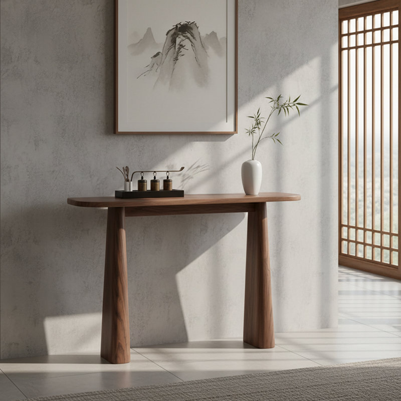 Modern style solid wood console table, 33.4" H x 59" W x 14.9" D