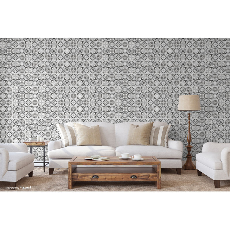 Iyanna Mosaic 10m x 53cm Wallpaper Roll, Silver