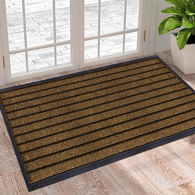 Hullfish Non-Slip Indoor Outdoor Door Mat, Brown, Rectangle 50cm W x 80cm L