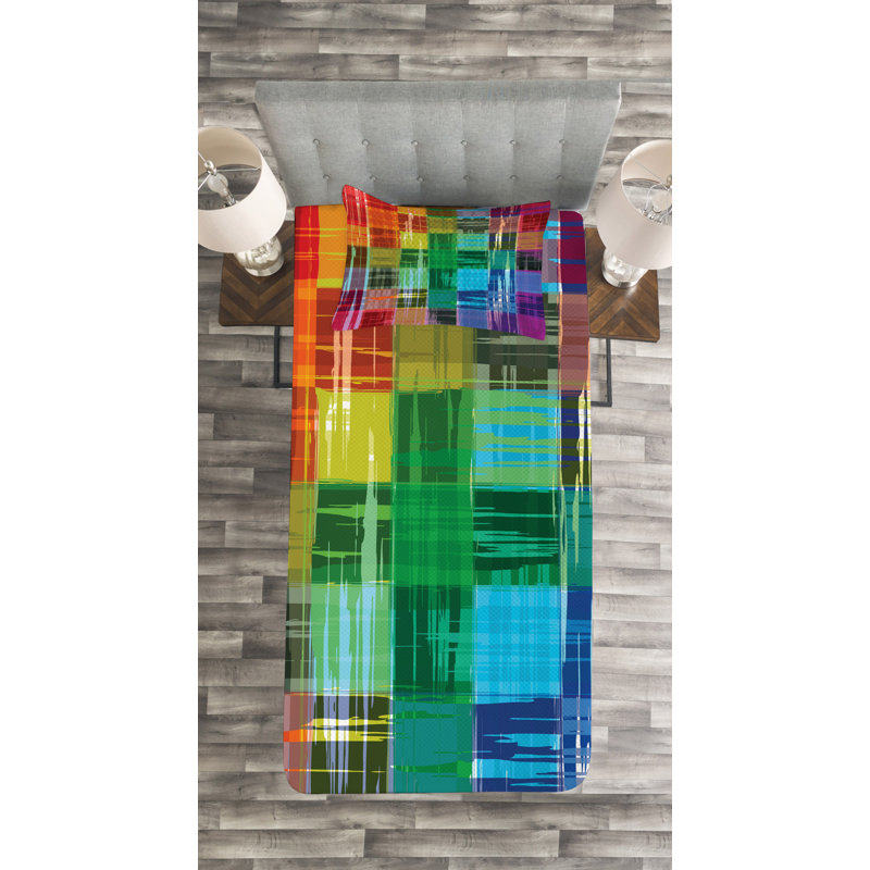 Adriell Multicolour Microfibre Bedspread Set, 170 x 220 cm Bedspread - 1 Sham