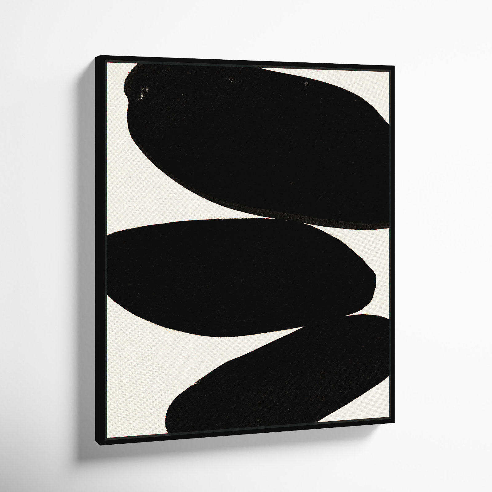 Beige and Black Abstract Modern Print, 46" H x 37" W, Black