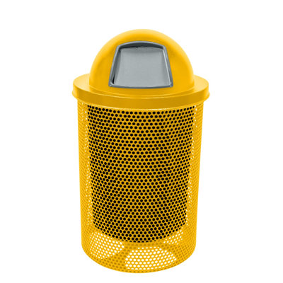 Poubelle d'extérieur Coated Outdoor Furniture de 32 gallons, jaune texturé, perforée