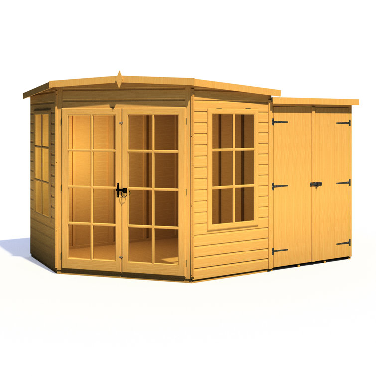 Shire Hampton Corner Summerhouse With Side Shed 7 Ft X 11 Ft