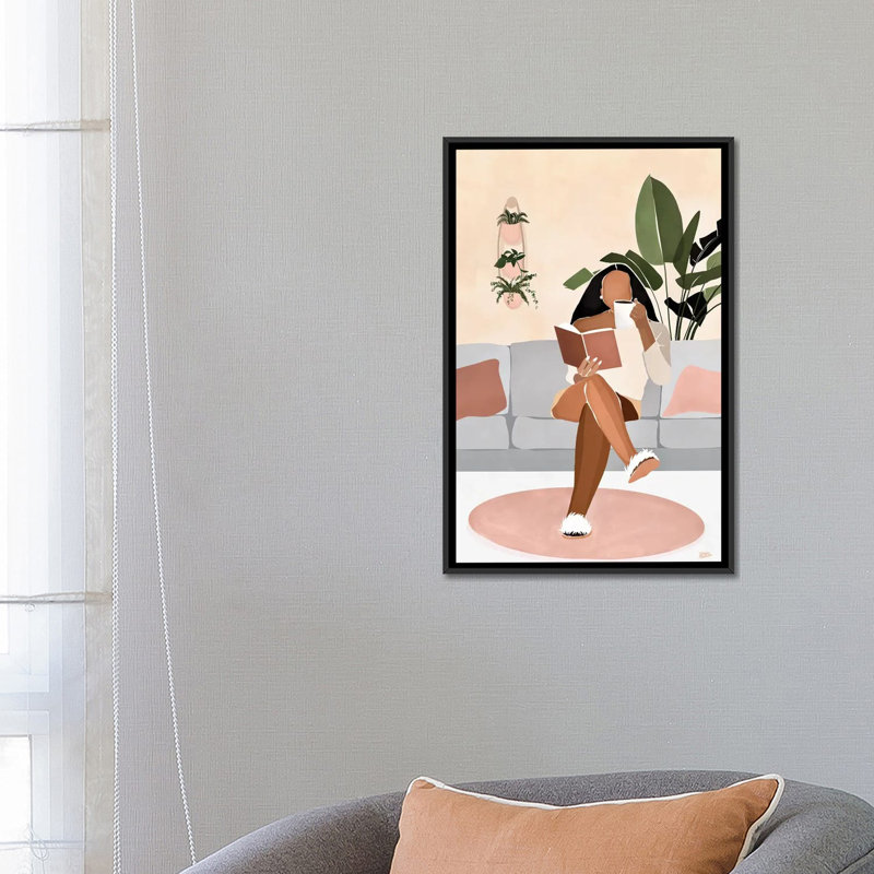 « Lounge » par Bria Nicole-impression d’art graphique, H 26 po x l 18 po x 1,5 po, Toile avec cadre noir, Pas de tapis