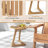 2 PCS Teak Wood Side Table Round Sofa End Table with Slatted Tabletop Nightstand