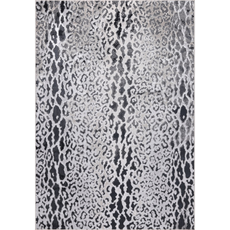 Parkwoods Collection Abstract Animal Print Neutral Area Rug, Rectangle 5'2" x 7'5"