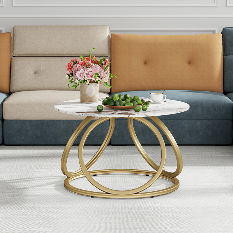 Pedestal Coffee Table, Calacatta Gold, Gold