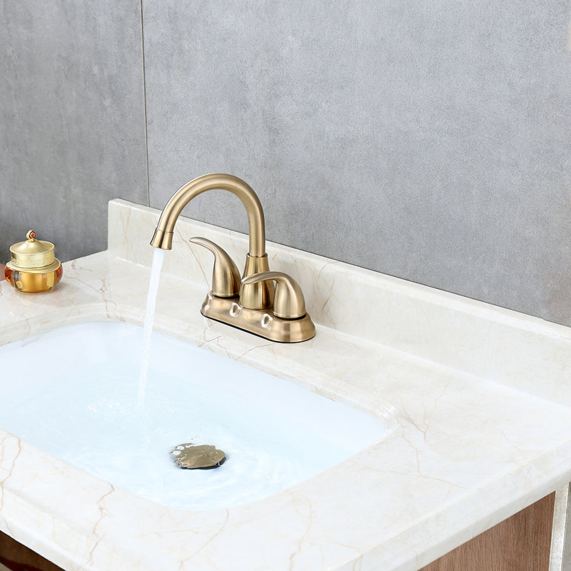 2-handle Bathroom Faucet with Drain Assembly, Brushed Gold