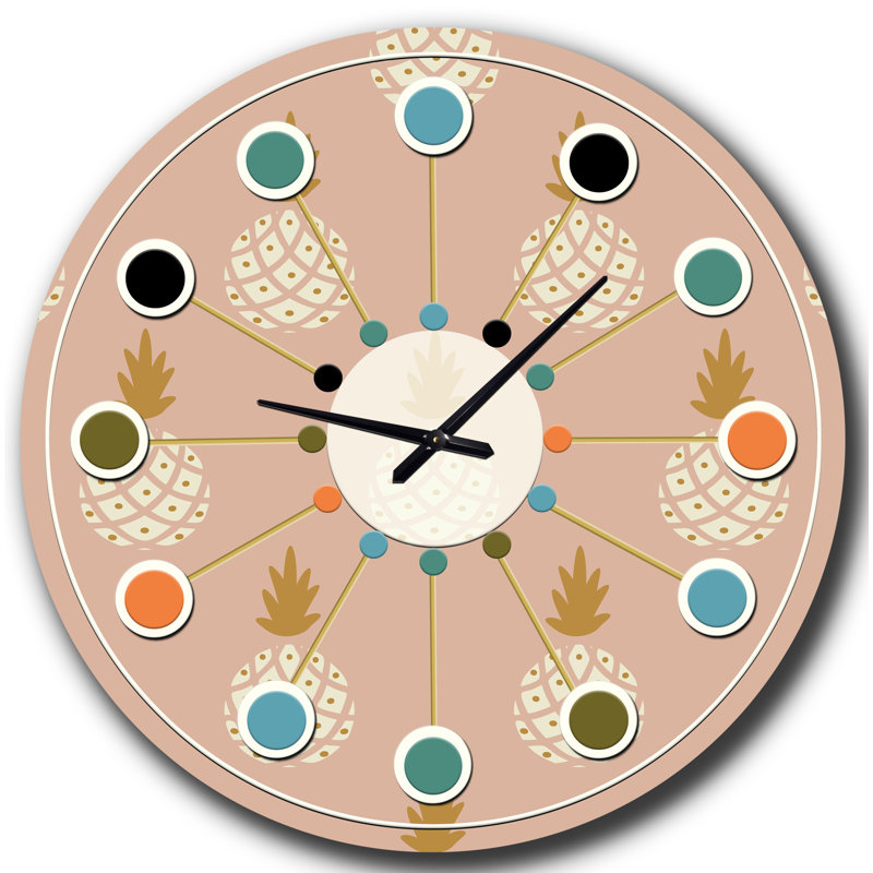 Horloge murale Pineapple Summer Bliss VII - Mid-Century, Grand