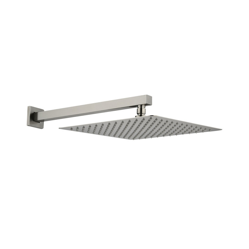 12" Wall Mount Rainfall Square Shower Head, Brushed Nickel