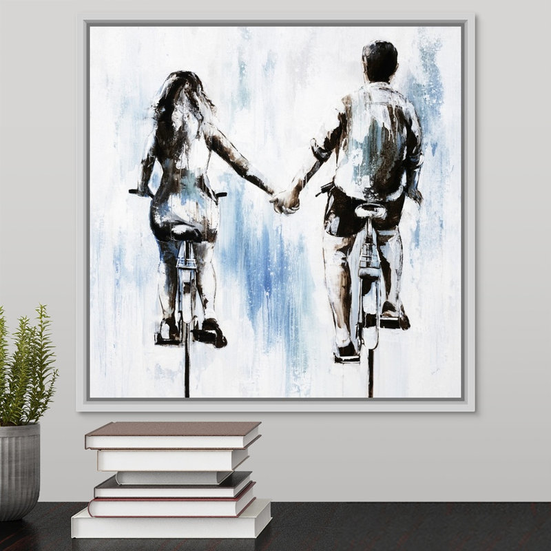 « se déporter sur », peinture sur toile, H 17,7 po x l 17,7 po x p 1,75 po, Cadre flottant blanc