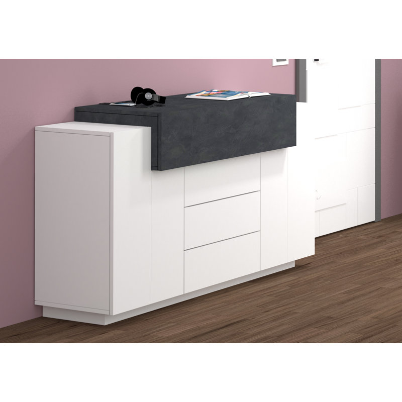 Sofren 160cm Sideboard, White/Black