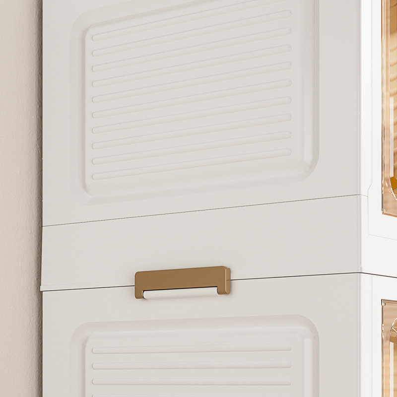 Garde-robe portative avec 12, 2 tringles de suspension et un organisateur d'organisation. Portes et tiges magnétiques. Range des courtepointes, des livres. Matériau en Pp robuste. Assemblage facile. Blanc