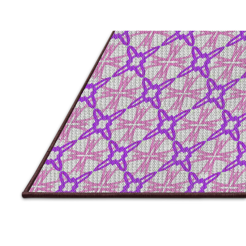 Tapis de zone mauve/beige à motifs, Rectangle 5 pi x 7 pi