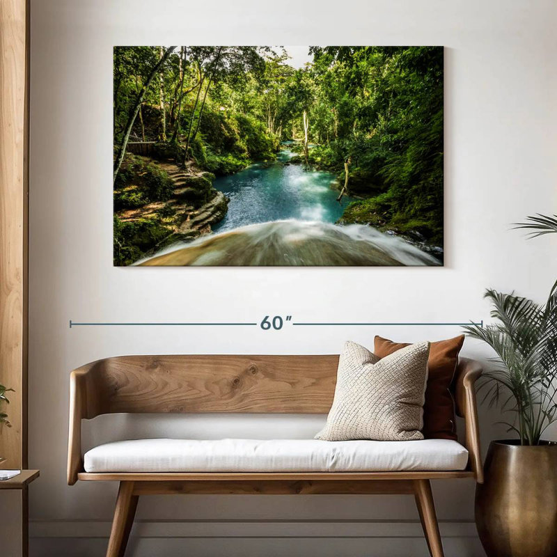 Alvord Jamaican Waterfall Paradise, H 32 po x l 48 po