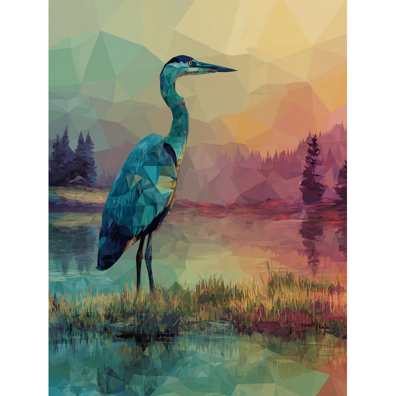 Lagon Watch Heron - Art mural sur toile tendue, H 36 po x l 24 po