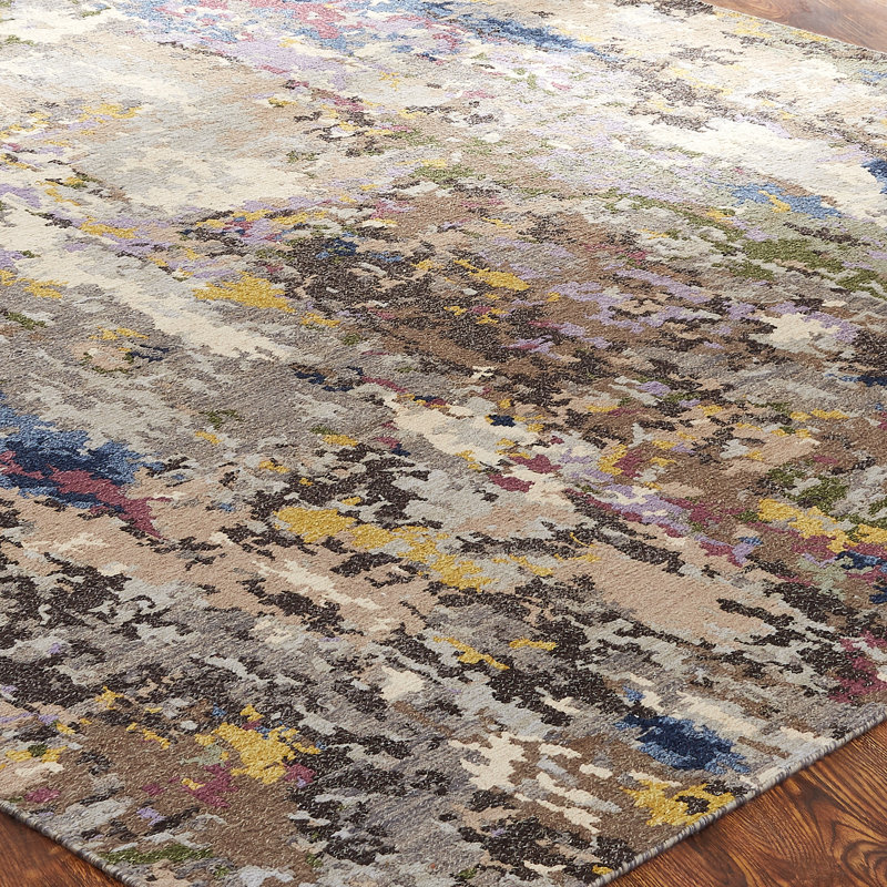 Routh Wool Abstract Area Rug in Gray, Rectangle 4' x 6'