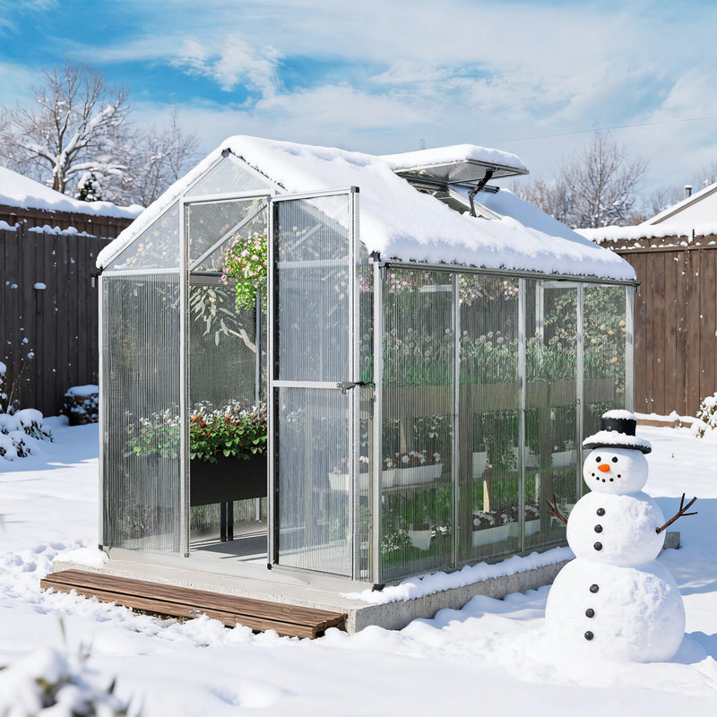 Serre en aluminium Aoodor avec panneaux en polycarbonate, Argent argent, H 81 po x l 72 po x P 95,7 po 