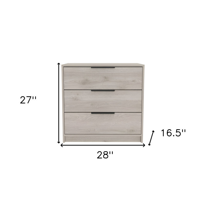  Commode 28 po à trois tiroirs en bois gris clair
