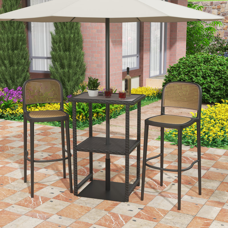 Hicran Rectangular Outdoor Bar Table, Grey