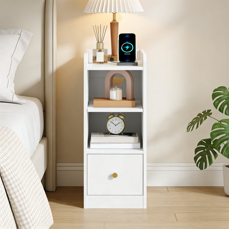 24cm W Bedside Table, White
