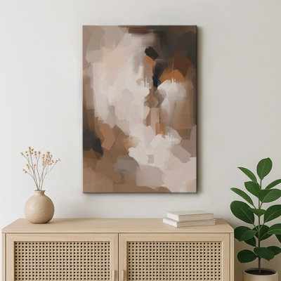 Abstract Colorful Strokes  "Earth Tones Watercolor Warm Tan Brown Minimalist Artwork, Contemporary Nordic Neutral Wall Pictures, Large Framed Canvas Giclee Print Wall Art"