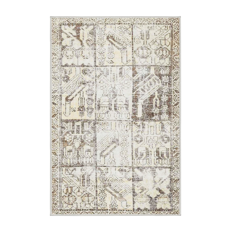 Tapis kaki foncé traditionnel, Rectangle 5 pi x 7 pi