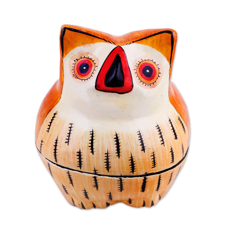 Boîte décorative hibou master papier mache inde Chula