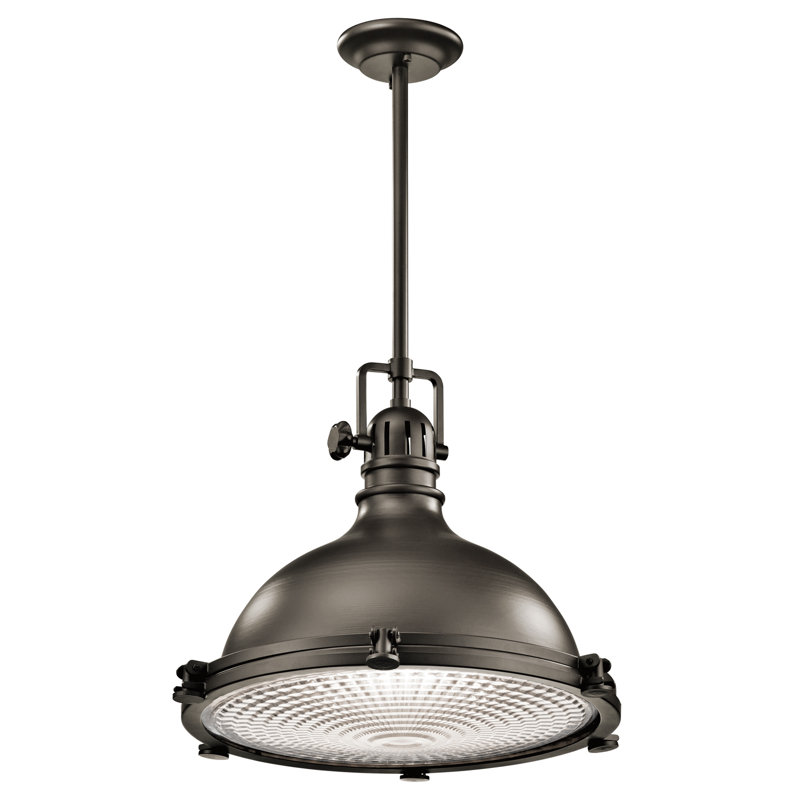 Luminaire suspendu en forme de dôme à 1 lumière Zehr, Bronze vieilli