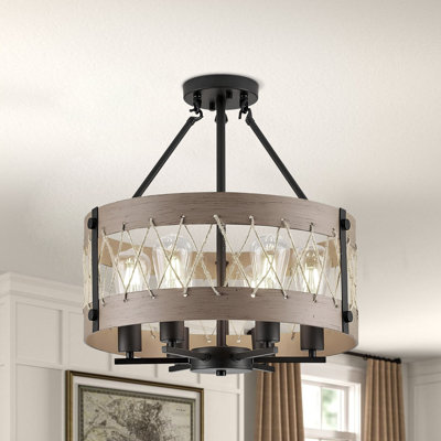 6 - Light Dimmable Drum Chandelier