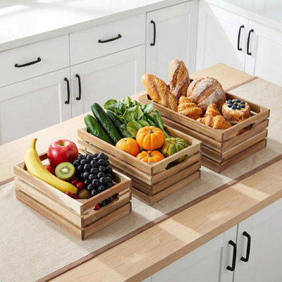 Nesting Wood Storage Crates (Set of 3),Light Natural