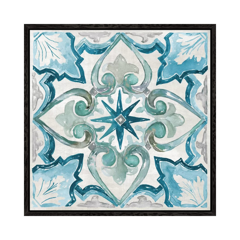 Caribbean Tile II by Nan - Painting on Canvas, Black Framed Canvas, 66.04 cm H x 66.04 cm W