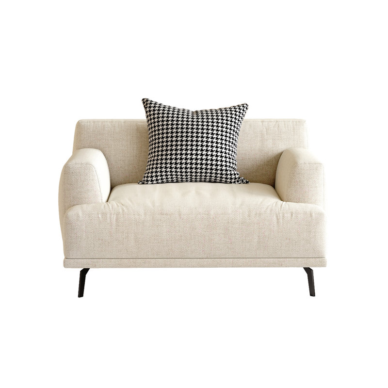 Modern Minimalist Sofa With Cotton-linen Fabric, Solid Wood Frame And High-elastic Sponge Seat Cushion Light Beige