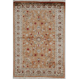 Hand-Knotted High-Quality Orange and Ivory Area Rug