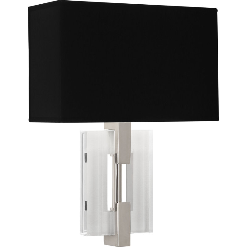 Applique murale à bras 1 lumière Lincoln, Noir / doublure argent mat, Nickel